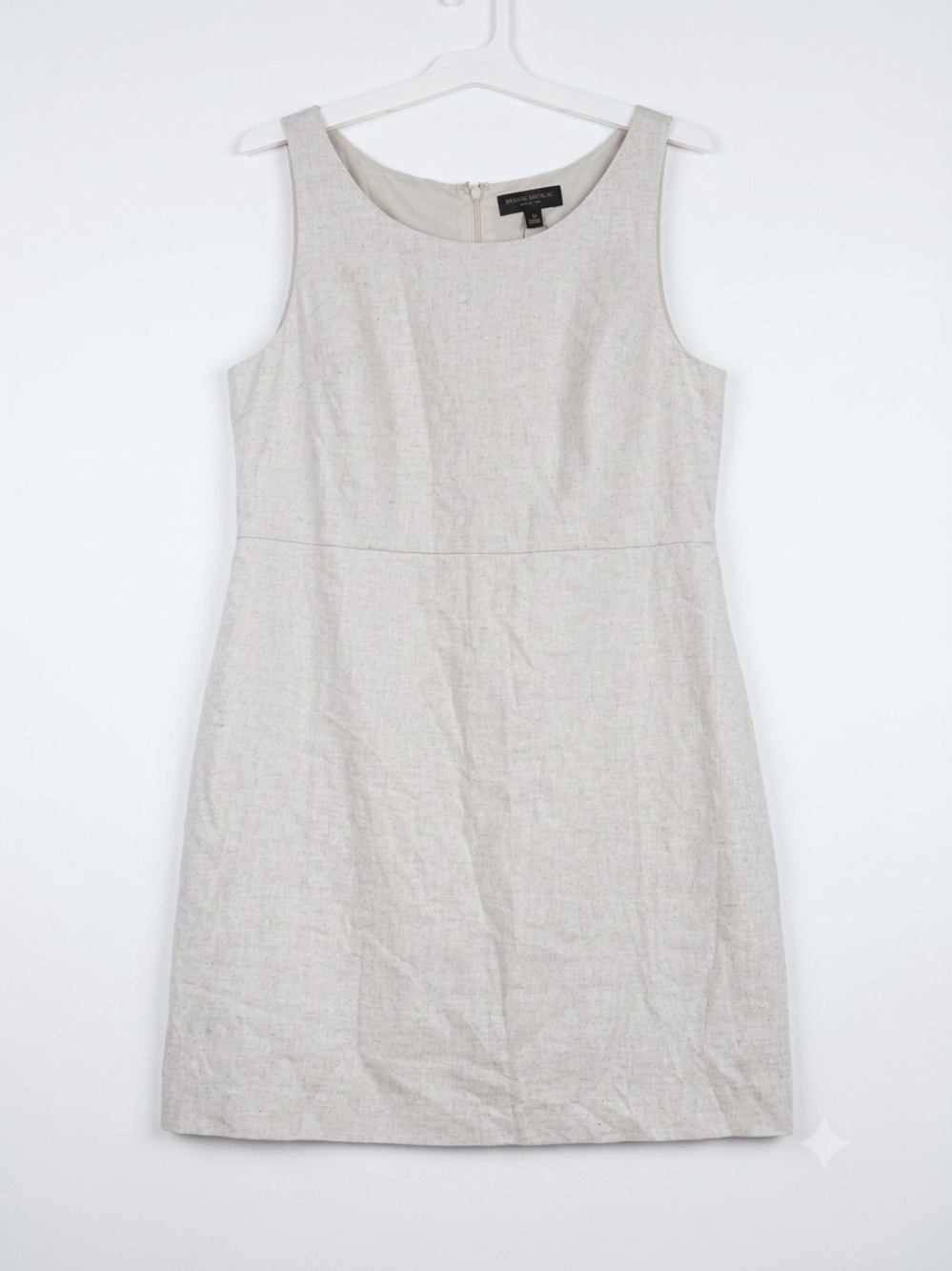 Banana Republic Classic Linen Sleeveless Shift Dress in Light Beige Size 12